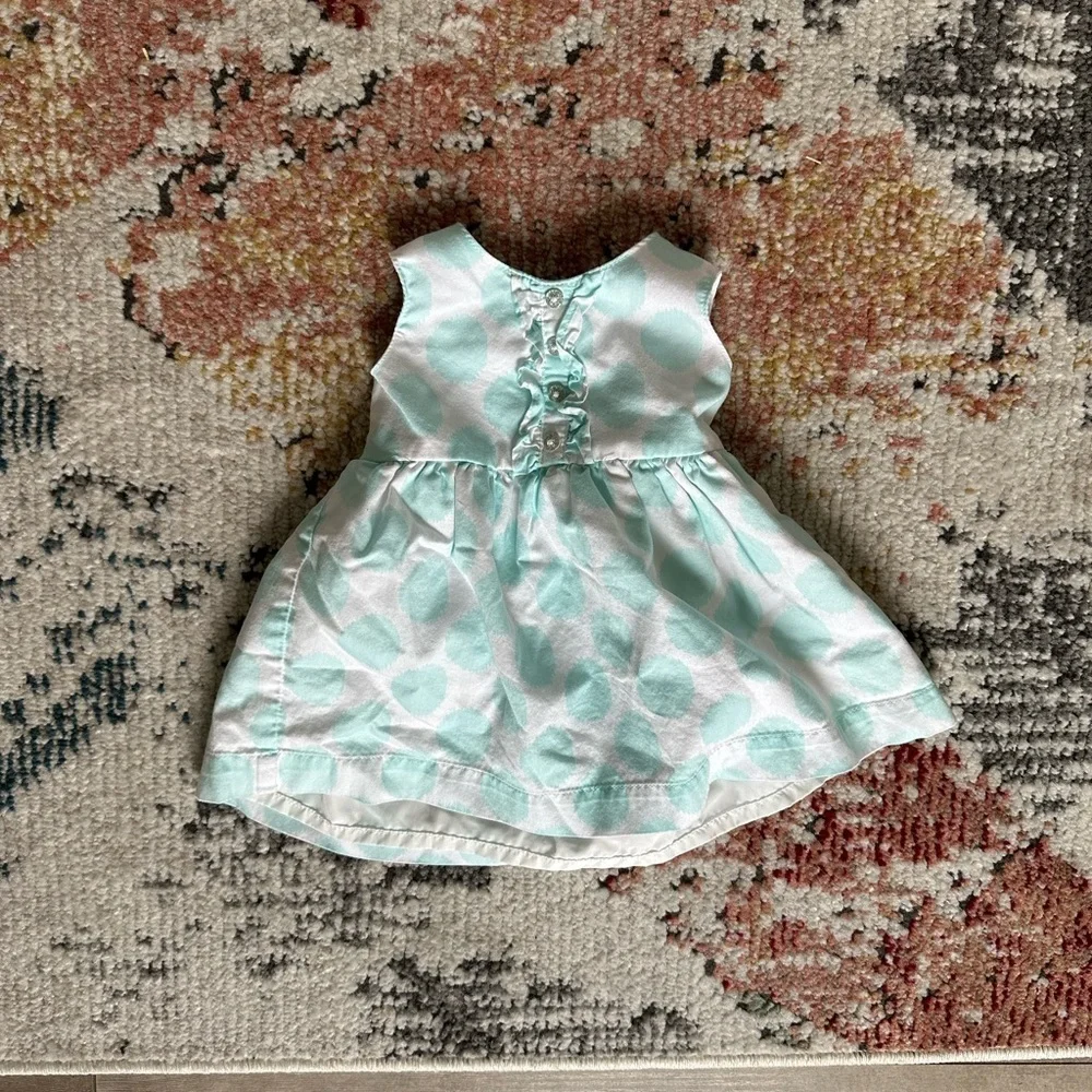 Carter’s Formal Sleeveless Polka Dot Dress Light Blue White 3 Months Baby Girl